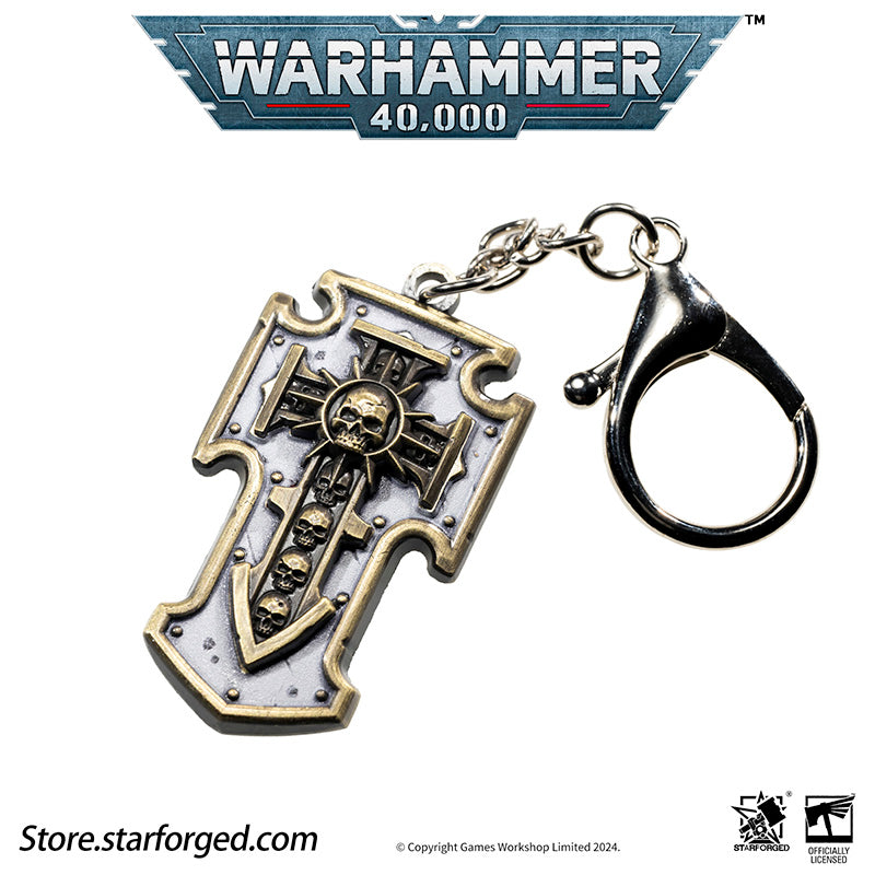 Starforged Warhammer 40K Space Marines Relic Storm Shield Keychain Game Peripheral Alloy Keychain Christmas Gifts Relic weapons are large power weapons, often resembling swords or axes, surrounded by a disruption field designed to cut through armor. Some relics, such as the Relic Storm Shield, are mounted on shields, with their disruption fields capable of withstanding even greater impacts.